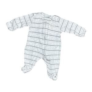 Baby Newborn NB Gray Striped Footie Sleeper Pajama PJ